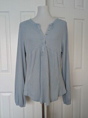 NWT American Rag Pale Blue Waffle Henley Long-Sleeve Top